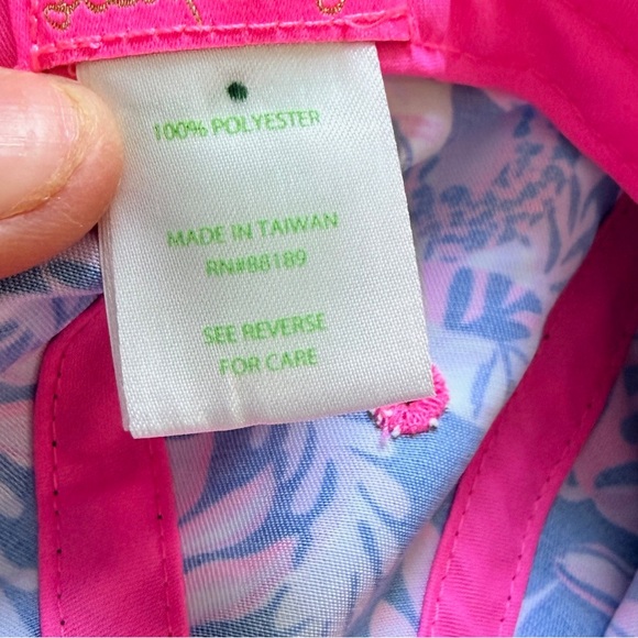 Lily Pulitzer tropical run around hat golf sports tennis blue pink adjustable - Picture 2 of 3